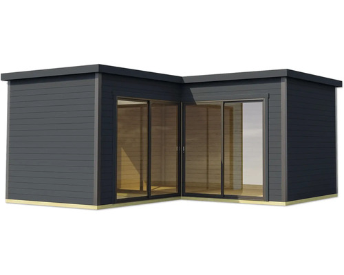 Abri de jardin avec portes coulissantes et revêtement en bois