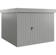 Abri de jardin métallique gris avec porte et poignée