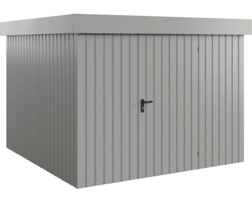 Abri de jardin métallique gris avec porte et poignée