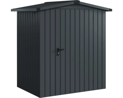 Abri de jardin métallique avec porte et toit à deux pentes