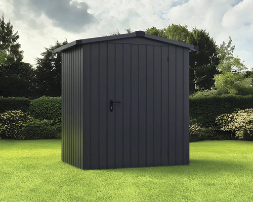 Armoire de jardin en métal sur une pelouse