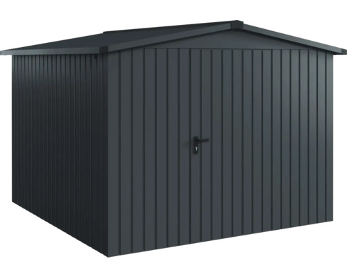 Abri de jardin Hörmann EcoStar Euroline toit à deux pans, porte à un vantail 285 x 278 cm anthracite Abri de jardin métallique avec porte et toit à deux pentes