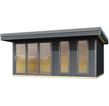 Maison de jardin avec fenêtres et porte