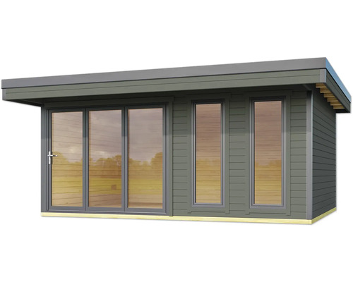 Abri de jardin moderne avec portes fenêtres et fenêtres