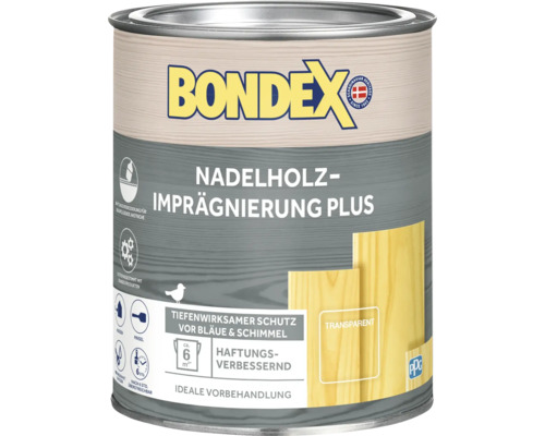Produit d'imprégnation pour bois de conifères BONDEX Plus incolore 750 ml Produit d'imprégnation pour bois de conifères BONDEX Plus incolore 750 ml