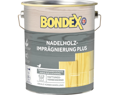 BONDEX Nadelholzimprägnierung Plus- Vorbeugend wirksam gegen holzzerstörende Pilze (Fäulnis),
Bläue und Schimmel - Farblos 4 l BONDEX Nadelholzimprägnierung Plus- Vorbeugend wirksam gegen holzzerstörende Pilze (Fäulnis),
Bläue und Schimmel - Farblos 4 l