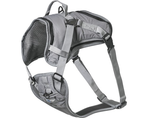 Sac à dos gris pour chien avec des sangles