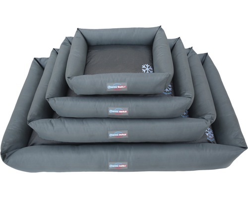 Vier graue Thermo Switch Hundebetten unterschiedlicher Größen gestapelt