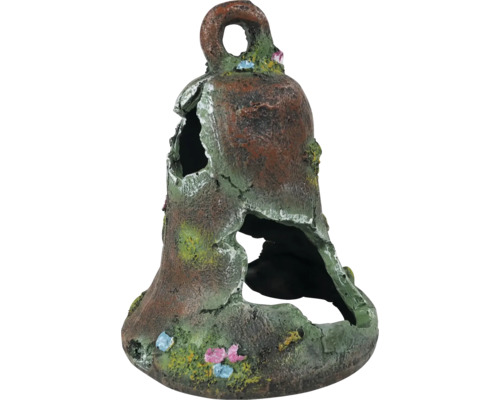 Dekorationsobjekt in Glockenform für das Aquarium, mit Löchern und künstlichen Pflanzen