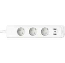 Multiprise avec trois prises de courant à contact de protection et ports USB