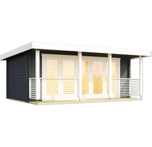 Abri de jardin moderne avec terrasse couverte et porte double