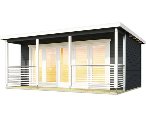Holzgartenhaus mit Terrasse und Doppeltür