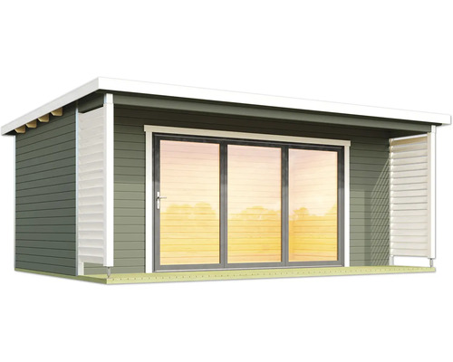 Abri de jardin avec système de porte coulissante