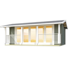 Maison de jardin en bois avec façade vitrée et garde-corps