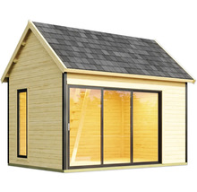 Maison de jardin en bois avec porte coulissante et toit à deux pentes