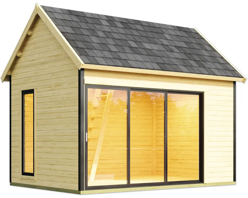 Maison de jardin en bois avec porte coulissante et toit à deux pentes