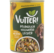 Boîte d''aliments complets Vutteri pour chiens, à base de plantes et complets, avec des légumes.
