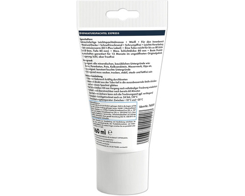 Knauf Reparaturspachtel Express, mastic léger prêt à l''emploi pour l''intérieur, tube de 160 ml