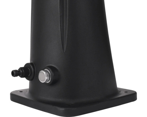 Douche solaire Split Steinbach h: 218 cm socle 23 x 23 cm réservoir en plastique 32 l Vue détaillée d''une douche de jardin noire avec raccord et bouton rotatif