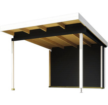 Holzcarport mit Flachdach und Holzverkleidung
