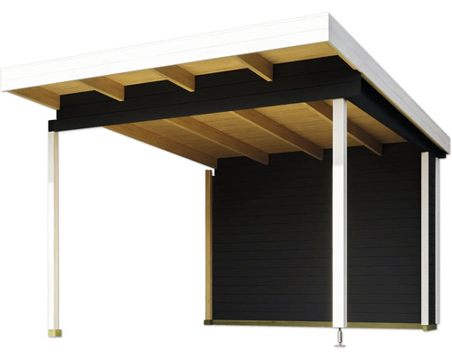 Holzcarport mit Flachdach und Holzverkleidung