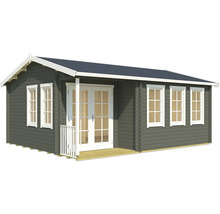 Holzgartenhaus mit Fenstern und Doppeltür