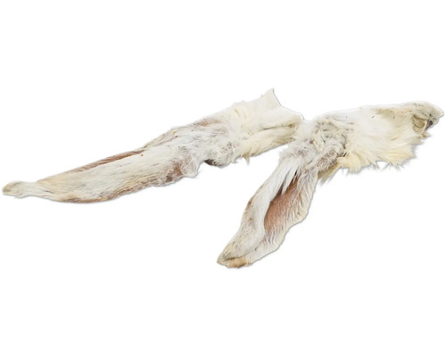 Zwei Kaninchenohren als natürlicher Kausnack für Hunde