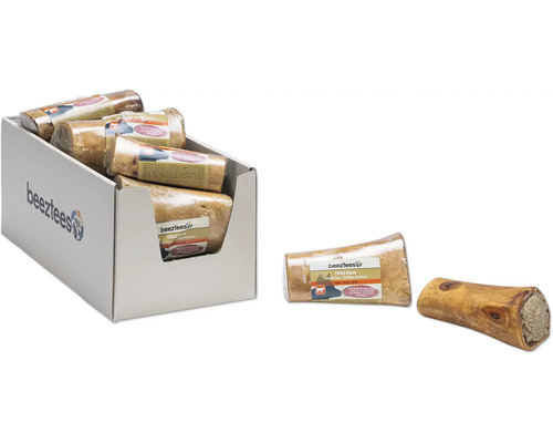 Exemple de récipients contenant des os à moelle pour chiens emballés individuellement