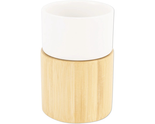 Distributeur de savon en bambou et céramique