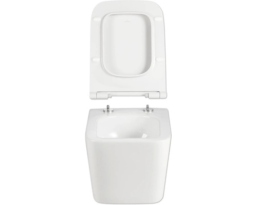 Wandtiefspülklosett mit offenem Spülrand und WC-Sitz