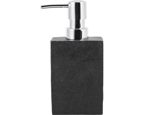 Distributeur de savon avec corps en pierre noire et pompe chromée