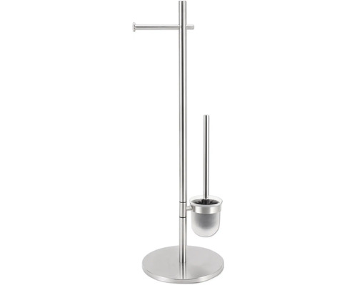 Ensemble porte-papier toilette sur pied en métal avec brosse
