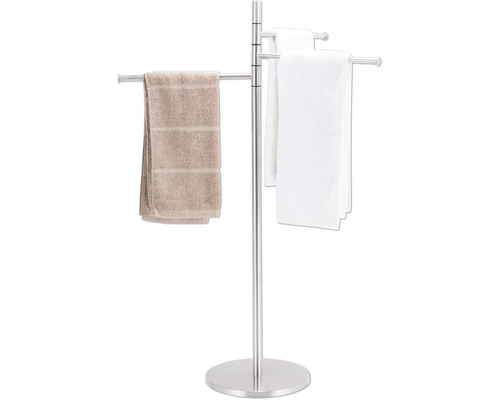 Freistehender Handtuchhalter aus Metall mit zwei Handtüchern