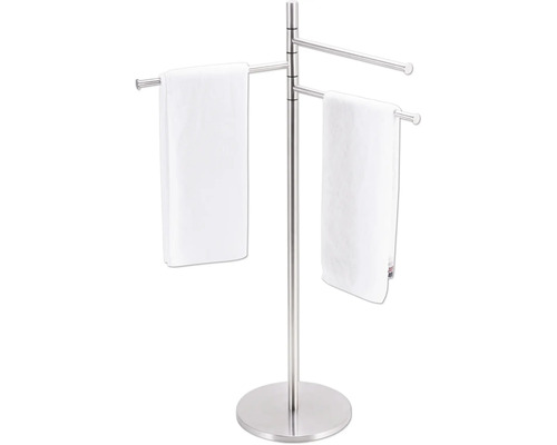 Freistehender Handtuchhalter aus Metall mit zwei Handtüchern