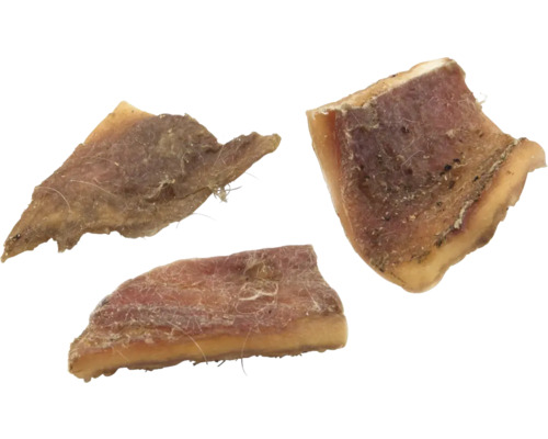 Trois morceaux de peau de tête de bœuf séchée pour chiens
