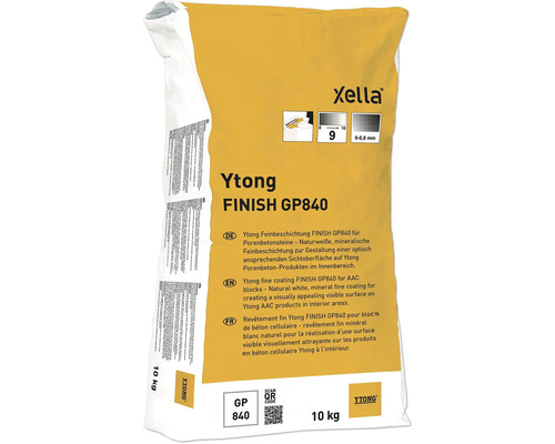 Revêtement fin pour les blocs de béton cellulaire YTONG FINISH GP840 10 kg Ytong Finish GP840 enduit fin pour blocs de béton cellulaire, 10 kg