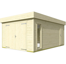 Holzgarage mit Doppeltür, Seitentür und Fenster