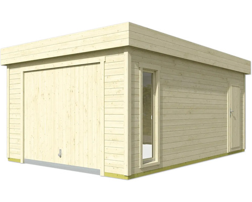 Holzgarage mit Rolltor, Fenster und Seitentür
