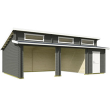 Doppelcarport mit Geräteraum aus Holz