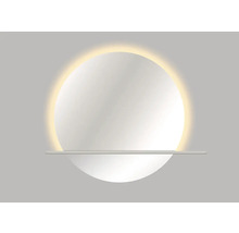 Miroir rond avec éclairage et étagère