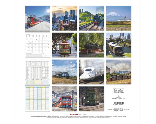 Kalender mit verschiedenen Zugmotiven