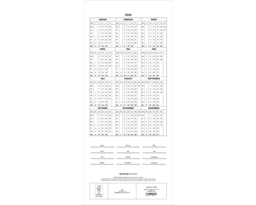 Kalender 2026 mit Monatsübersicht