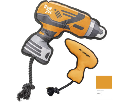 Ensemble de jouets pour chiens, comprenant une perceuse en tissu et une clé à molette avec une corde