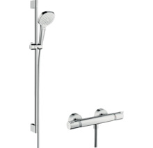 Duschset mit Handbrause, Brausestange und Thermostatarmatur