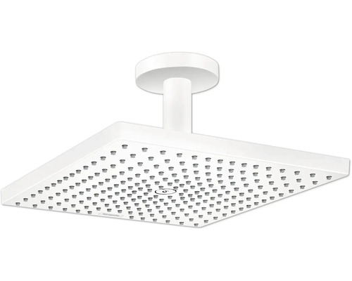 Set de pommeau de douche hansgrohe Raindance E 300 1jet carré 300 x 300 mm avec raccordement de plafond blanc mat 26250700