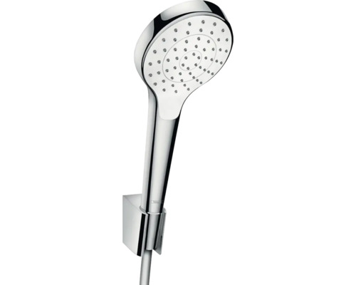 Kit douchette hansgrohe Croma Select S 1jet rond avec flexible de douche 160 cm chrome/blanc 26410400