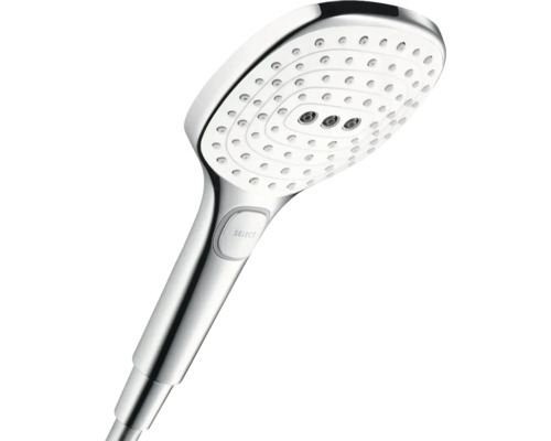 Handbrause hansgrohe Raindance Select E 120 3jet eckig 168 x 120 mm chrom weiß 26520400