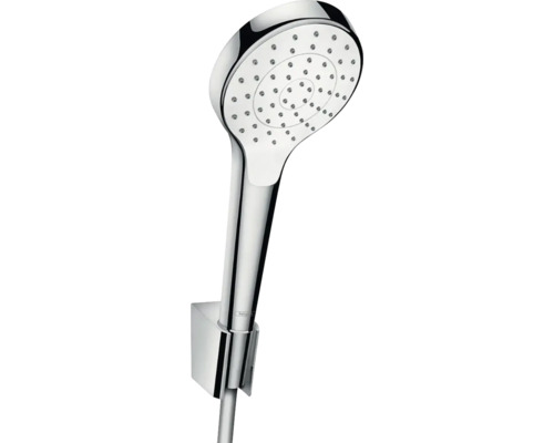 Kit douchette hansgrohe Croma Select S 1jet rond avec flexible de douche 125 cm chrome/blanc 26420400