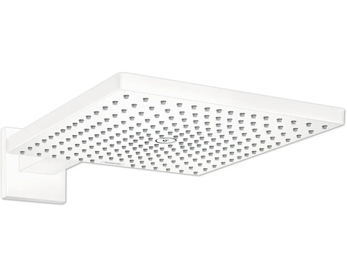 Set de pommeau de douche hansgrohe Raindance E 300 1jet carré 540 x 300 mm y compris bras de douche blanc mat 26238700