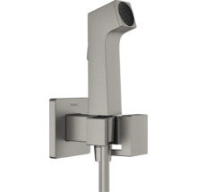 hansgrohe Bidetbrauseset Bidette 1jet E EcoSmart für Kaltwasser mit Brausehalter und Brauseschlauch 125 cm eckig brushed black chrom gebürstet 29231340